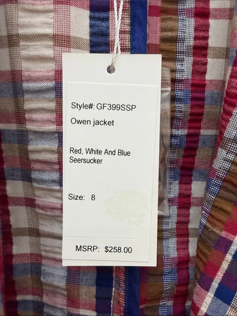 Beautiful Plaid Seersucker Blazer in Red Multi